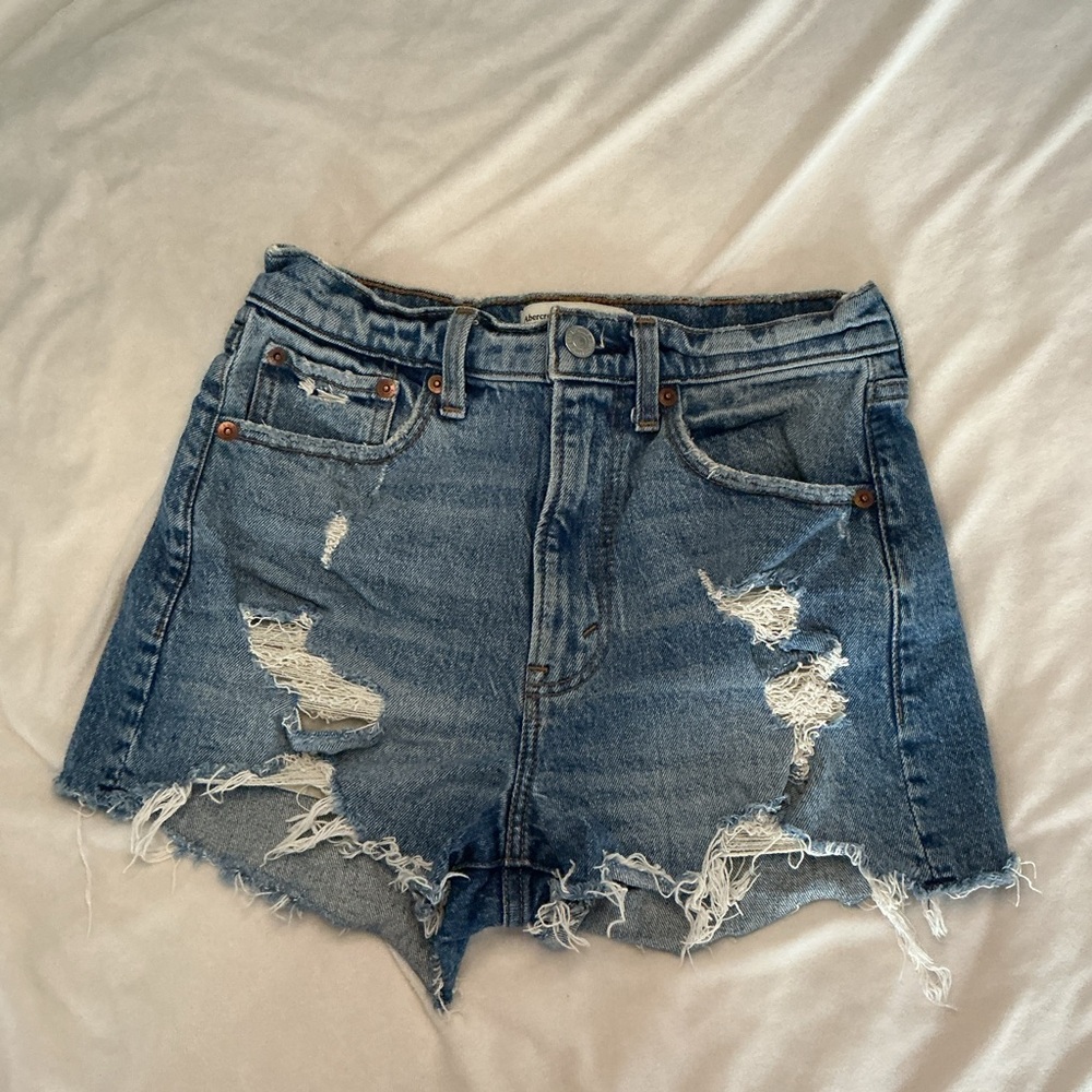 Abercrombie & Fitch Blue High Rise Denim Shorts